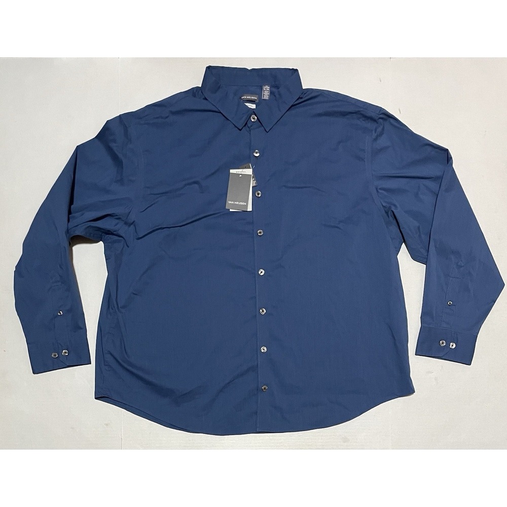 Van Heusen Mens Size 19 - 19 1/2 2XL Big & Tall Long Sleeve Button Up Blue Shirt